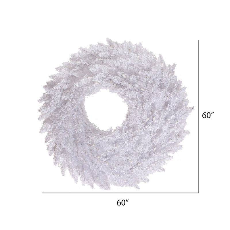 Couronne de Noël artificielle en PVC, H 60 po x l 60 po x P 5 po, Blanc