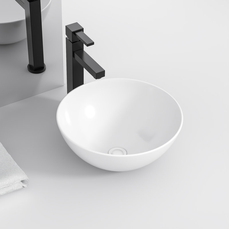 PLUSTEEL 16'' Ceramic Circular Bathroom Sink