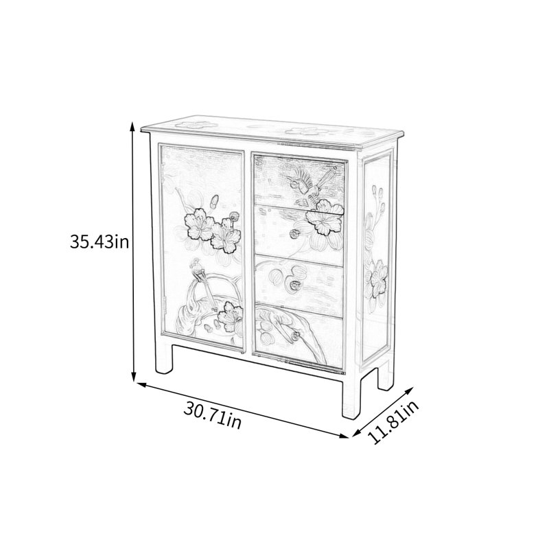 Armoire peinte à la main avec cadre en bouleau