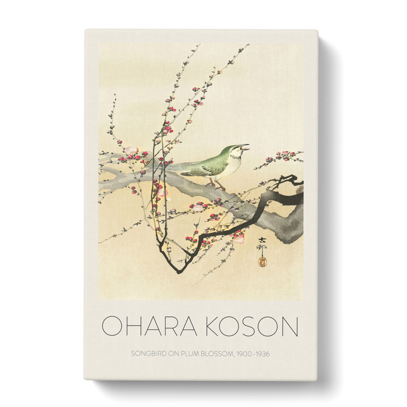 Songbird in a Plum Blossom Tree by Ohara Koson - Wrapped Canvas, 76cm H x 50cm W x 3cm D