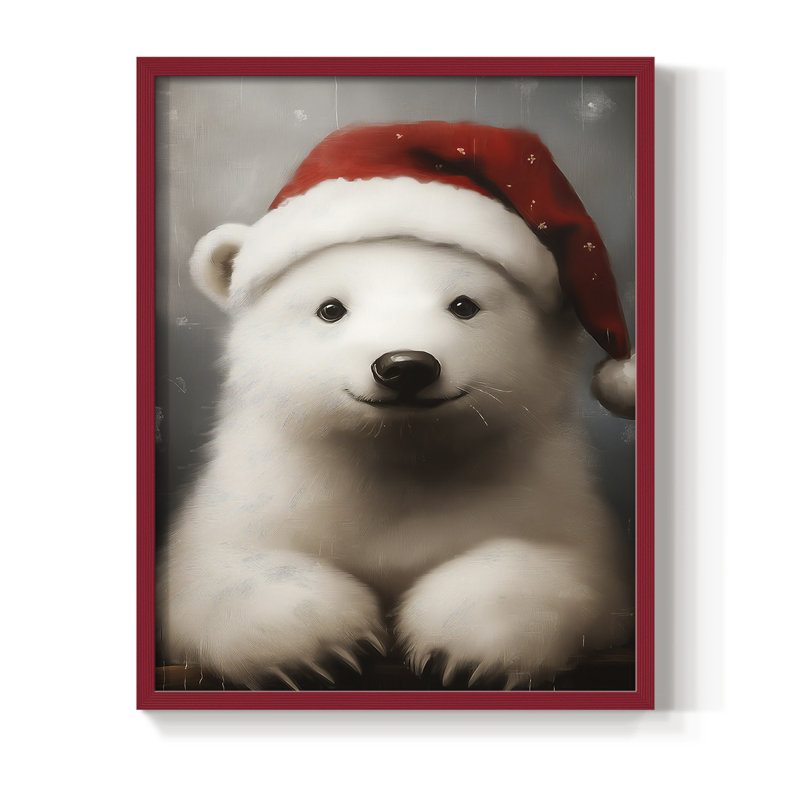 Christmas Holiday Art -Series 2-CDVII Framed Print - Solid Wood, 15" H x 12" W, Red