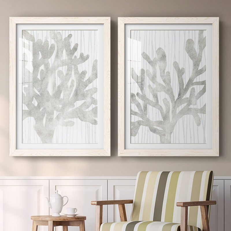 Quiet Coral I " Quiet Coral I " 2 - Pieces Painting Print, White, 27.5" H x 75" W x 1.5" D