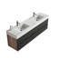 Meuble-lavabo de 72 po (36 po * 2) avec lavabo à surface solide d'ingénierie noir mat et tiroirs noirs doux, meuble-lavabo mural flottant, lavabo une pièce blanc brillant, KD