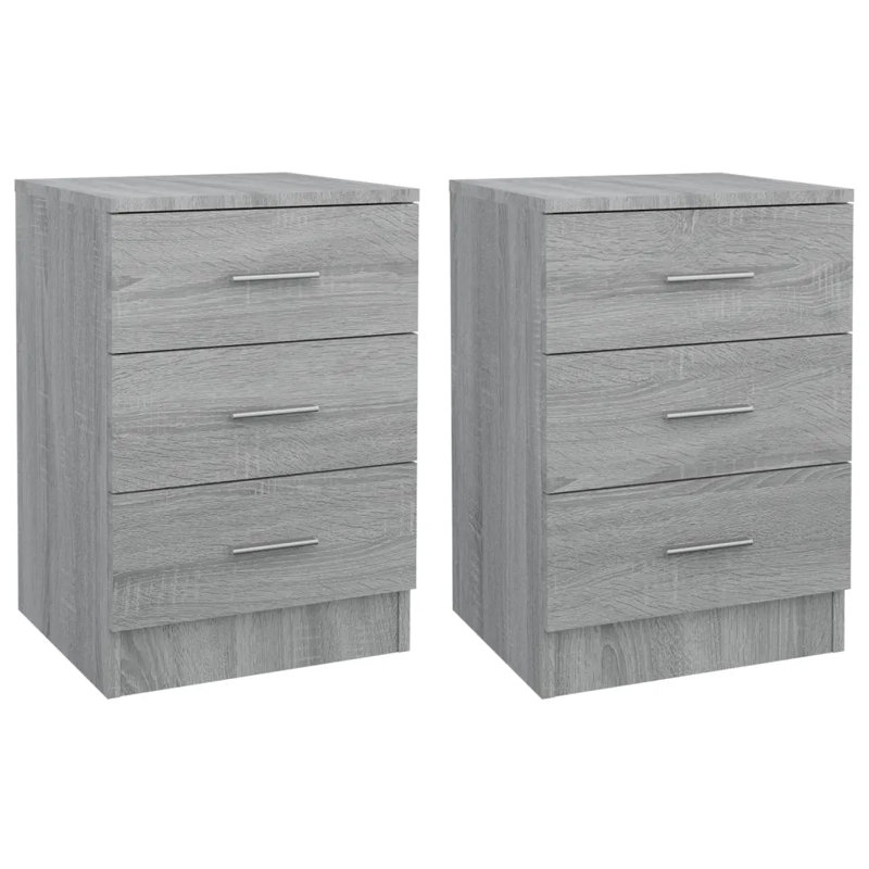 3 Drawer Bedside Table, Grey