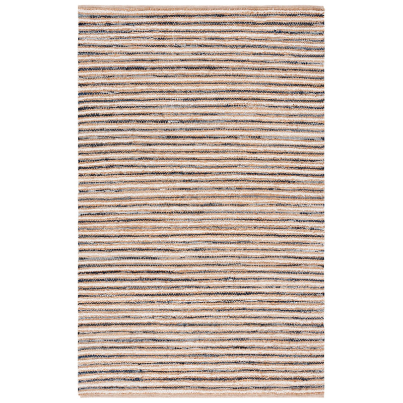 Tapis rayé en jute tissé / toile / coton Abishanth, Carré 6 pi