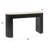 Como  Fluted Mango Wood Console Desk Table With Oval Marble Top