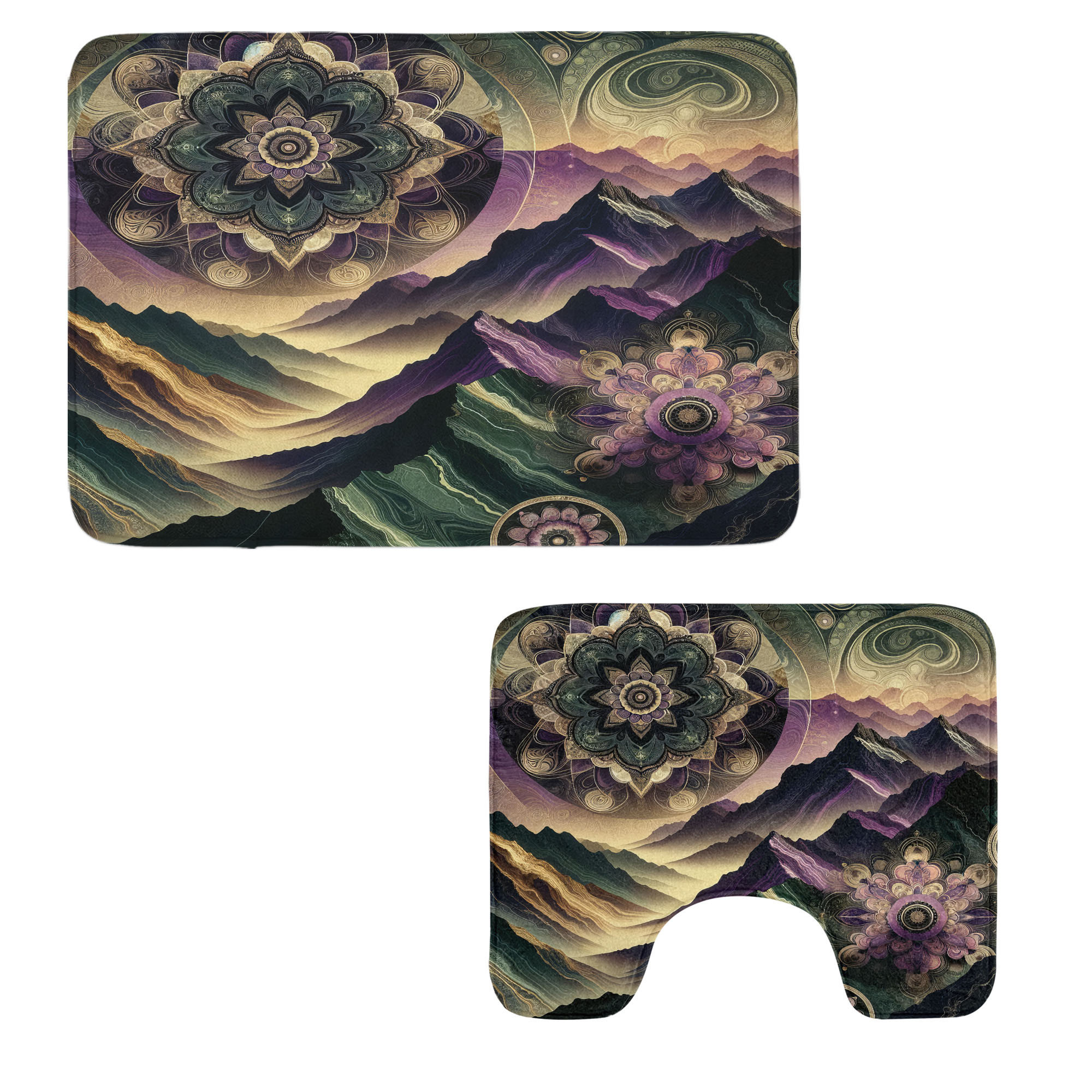 East Urban Home Boho Bathroom Rug Set 2 Pieces Rectangle & Contour Mats ...