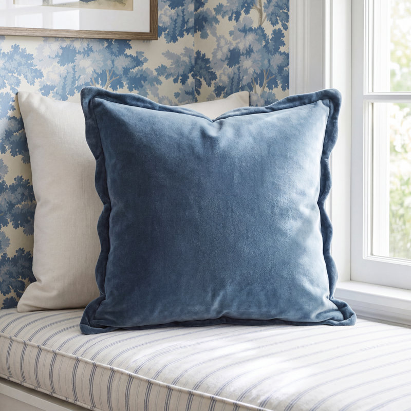 Collier Scalloped Edges Cotton Reversible Throw Pillow, 22"H x 22"W, Pillow Cover Only - No Insert, Slate
