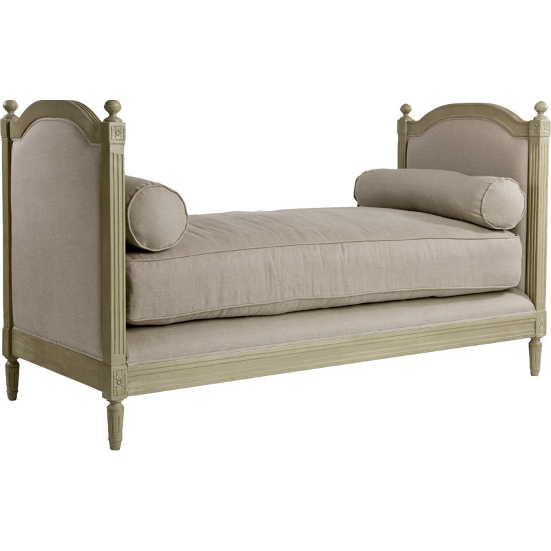 Antoinette Linen Chaise Lounge, Lime Gray Oak