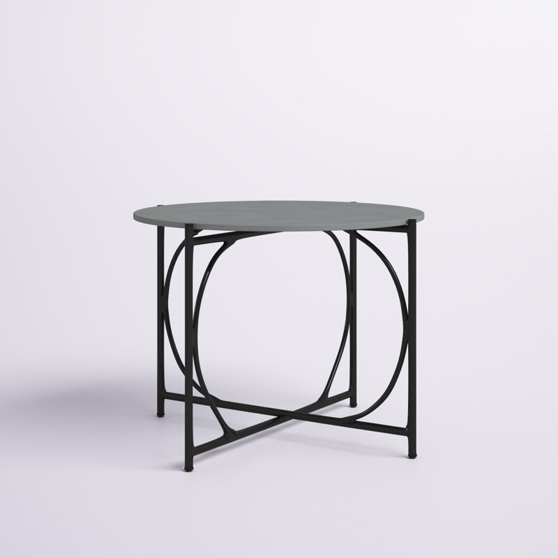 Almaraz 42" Round Modern Faux Concrete All-Weather Outdoor Dining Bistro Table