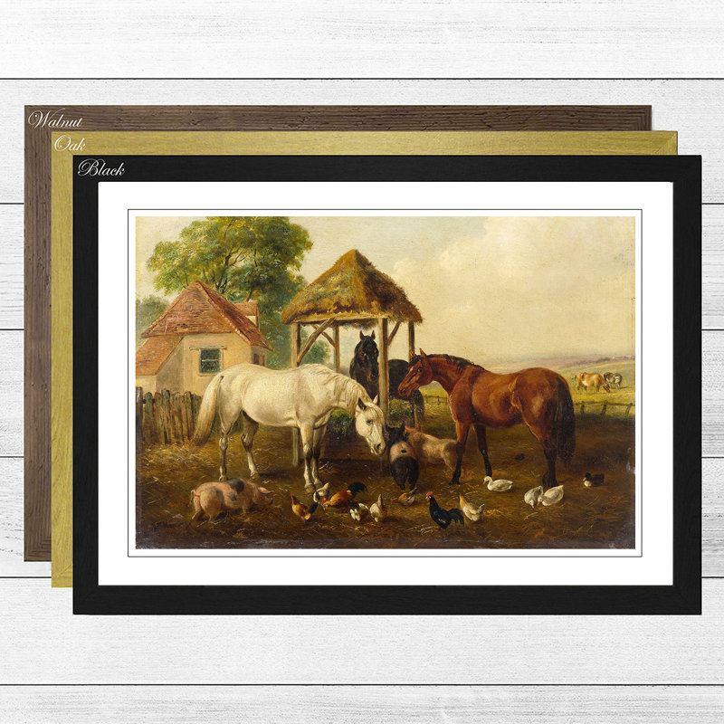 Horses in the Paddock by John Frederick Herring - Framed Print, Black