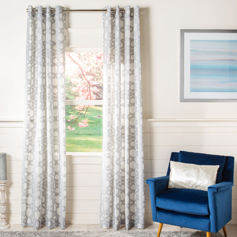 Panneau de rideau simple semi-diaphane avec œillets Knushevia, l 52 po x L 96 po