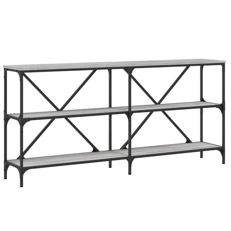 Borough Wharf Console Table Engineered Wood And Iron, Grey Sonoma, 75cm H x 180cm W x 30cm D
