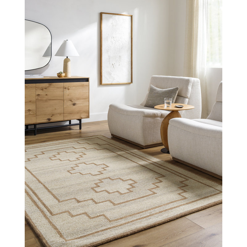 Rectangle Urso Wool Area Rug with Non-Slip Backing, Rectangle 2' x 3'