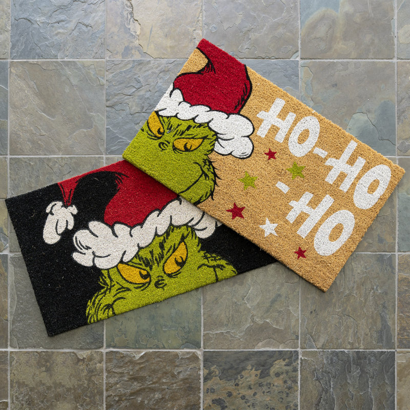 Ensemble de 2 tapis sous-main en fibre de coco Disney Grinch «Ho Ho Ho» et Grinch Smile