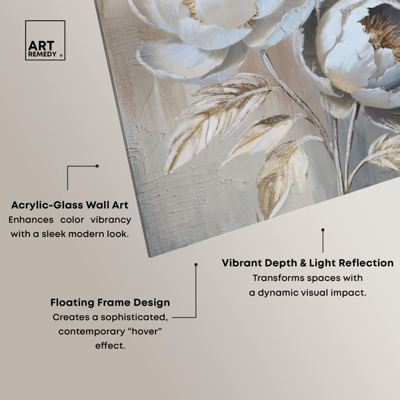 Fleurs blanches, reproduction d'art acrylique sur toile par Art Remedy, H 20 po x l 16 po
