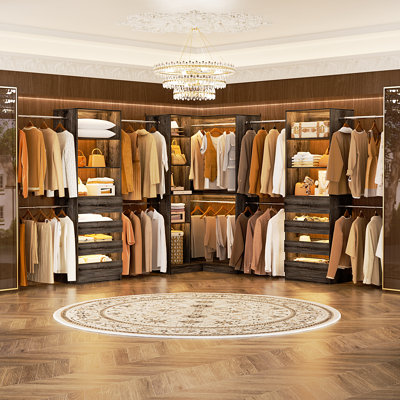 57.3"-151.7" Adjustable Closet System With 8 Drawers And 8 Clothes Rods