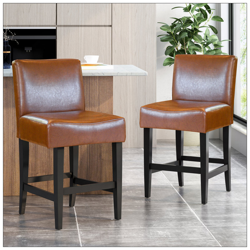 Tabouret ZUMA KD COMPTER avec dossier ergonomique et siège en cuir durable pour plus de confort et de style, Brun