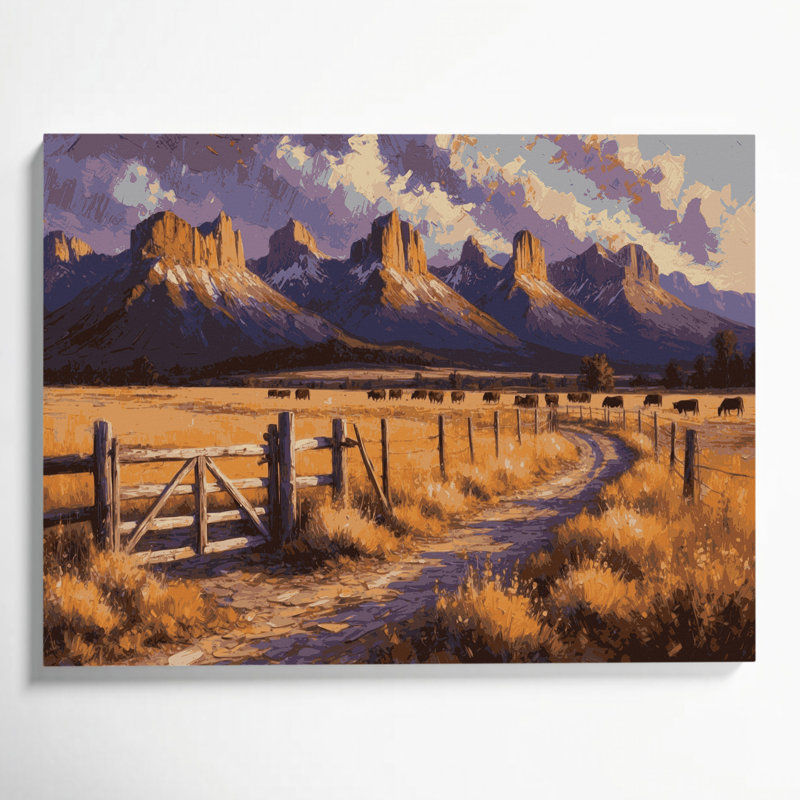 Art mural sur toile noir Southwestern Cowboy Western Ranch 92, H 24 po x l 36 po