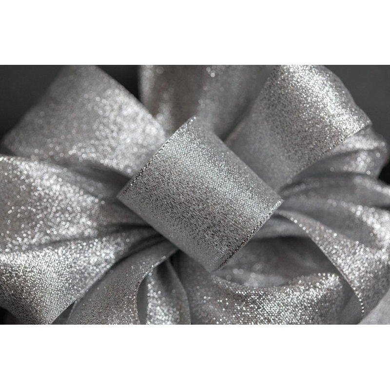 Ruban fantaisie métallique 5/25 po X25Yds, Argent argent
