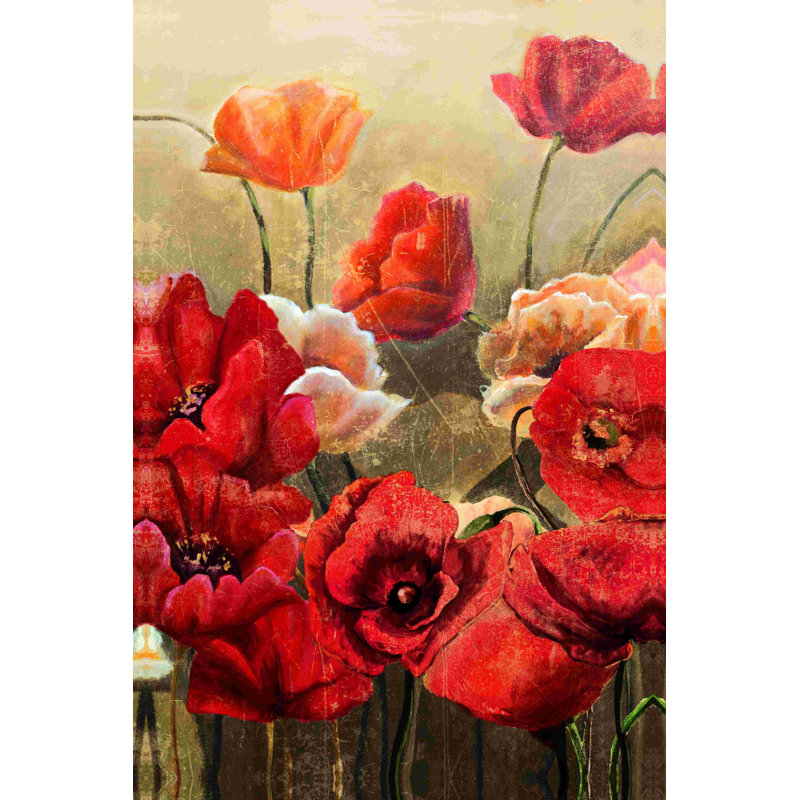 Tous les coquelicots 2 - peinture sur toile tendue, H 36 po x l 24 po