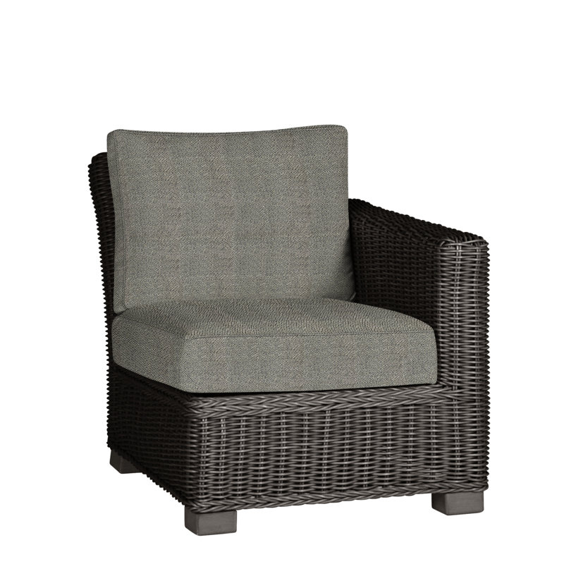 Rustic Patio Lounge Chair with Cushions, Welt, Intermix Bark, Slate Gray