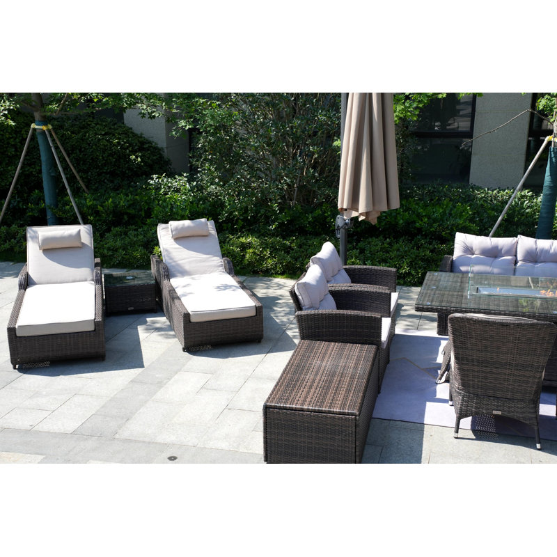 Aquiel 11 - Person Patio Conversation Set with Cushions