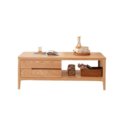 53.15"Nordic minimalist natural-color solid wood coffee table
