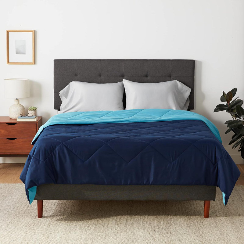 Comforter Blanket Full/Queen, Reversible Lightweight Microfiber All Season, Blue