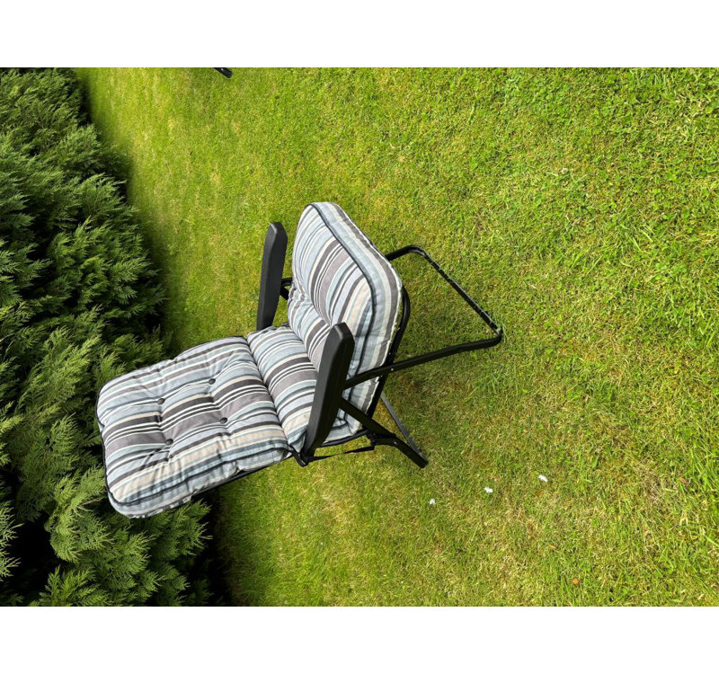 Chada Steel Outdoor Lounge Chair, Grey , Black