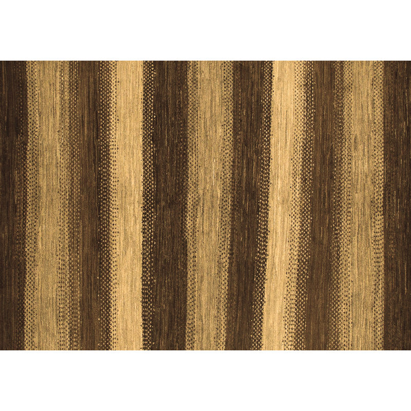 Tapis brun / gris foncé en laine et polyester tissés à la machine Elios, Carré 8 pi
