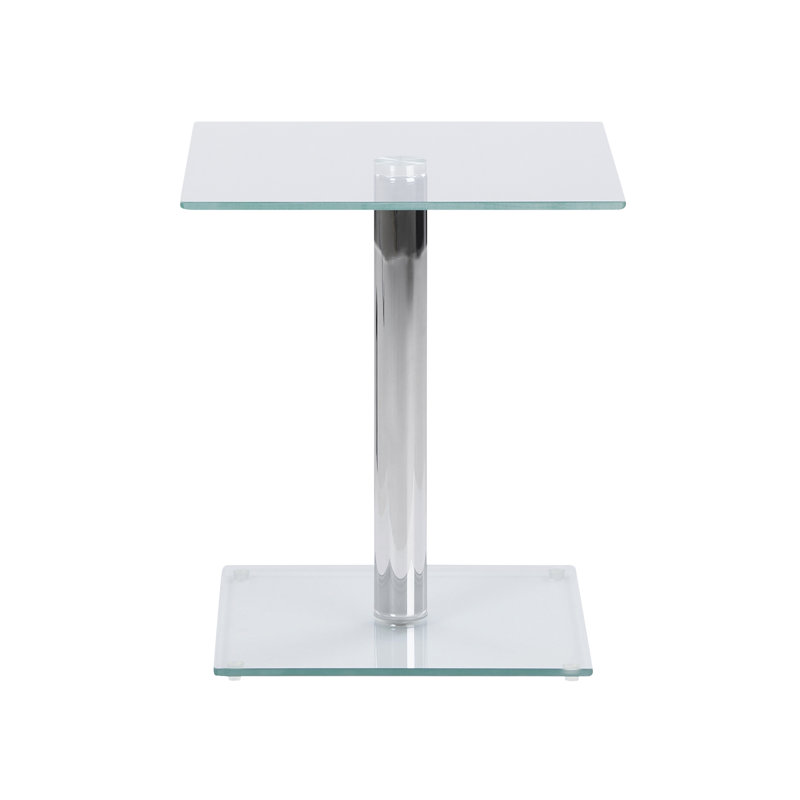 Column Glass Top Pedestal End Table