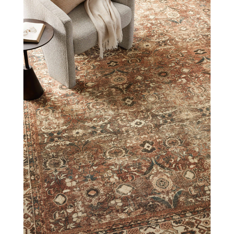 Ivory and Wool Blend Washable 5' x 7' Rectangular Rug