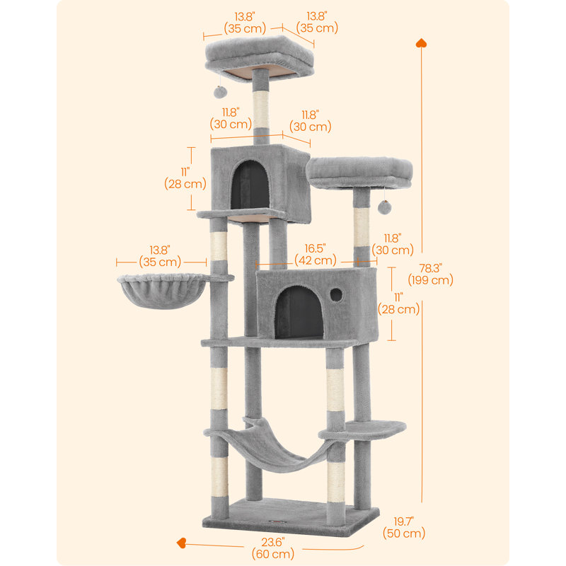 Timmins 78.3" Multi-Level Cat Tree with Cat Scratching Posts, Warm Cat Condo For Indoors, Light Gray/Beige