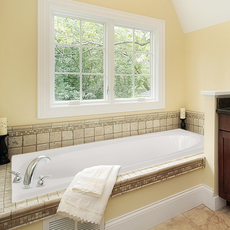 Caribe 72'' x 36'' Gelcoat Bathtub, White, Polished Chrome