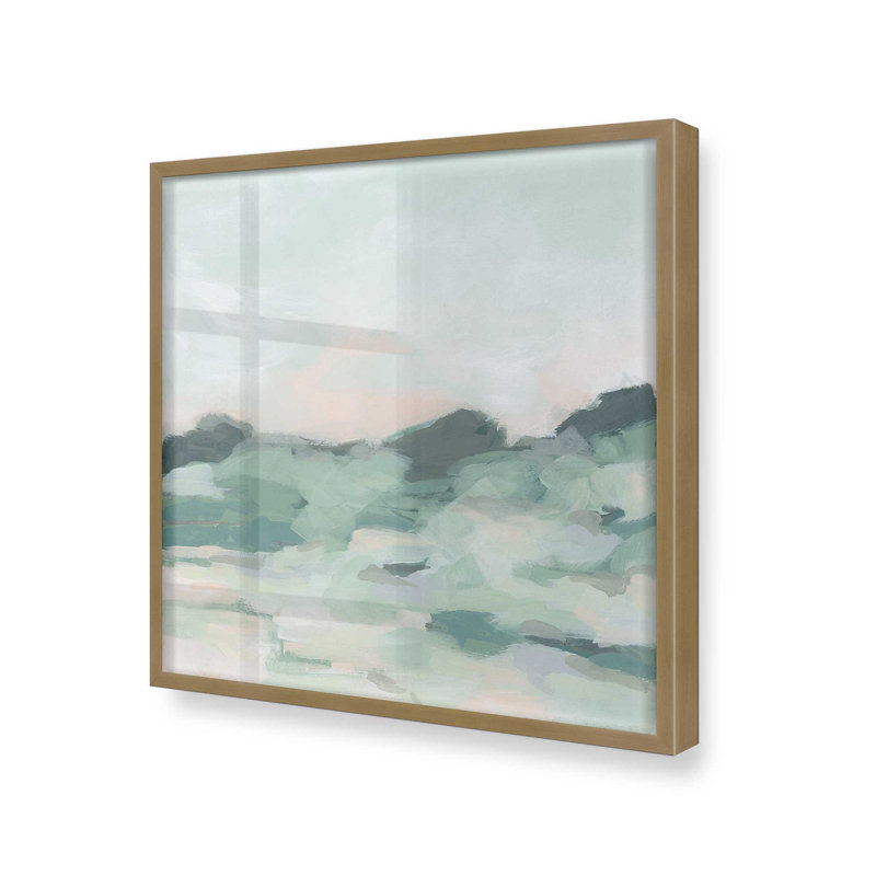 «Rolling Verdant Landscape II», reproduction sur toile, Cadre pour photo simple or brossé, H 13,75 po x l 13,75 po