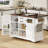 54.9" Kitchen Island With Drop Leaf, Power Outlet, Kitchen Storage Cart With 4 Door Shelves, Cross Barn Doors & Visual Glass Door, Rolling Kitchen Island On 4 Wheels For Kitchen, Dining Room-1488635319