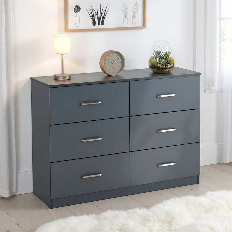 Sumrah 110cm W 6 - Drawer Chest of Drawers, Grey
