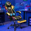 Fauteuil de jeu inclinable et ergonomique en cuir avec haut-parleurs intégrés et lumières DEL Hoffree-69741810