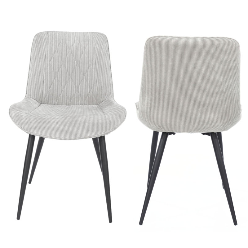 Aspen 5-Piece Casual Dining Set - Square Dining Table & Four Upholstered Diamond Fabric Chairs, Grey Oak, Light Grey