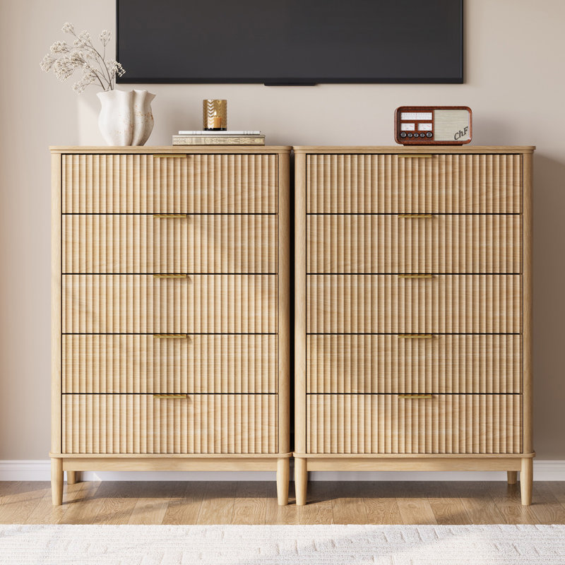 Commode 5 tiroirs Soren, 5 commode, Beige
