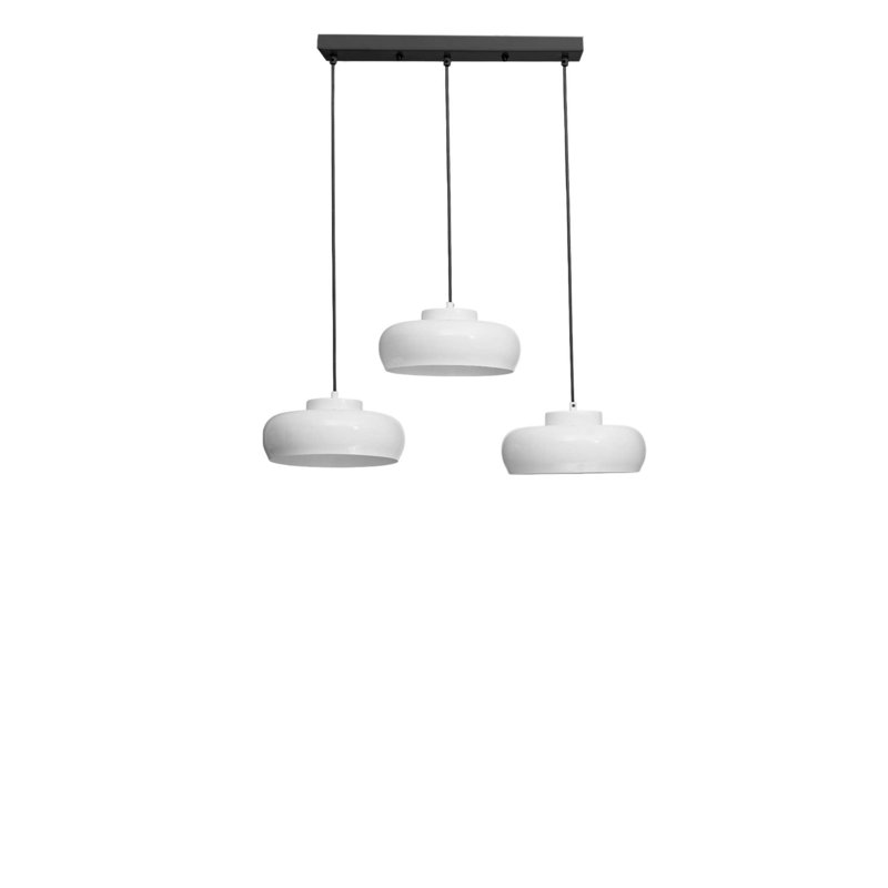Lustre, 3 niveaux, Blanc/Noir, Trois lumières