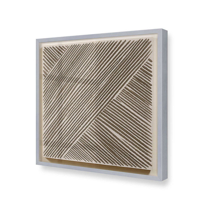 Illusion linéaire moderne I, Cadre simple en chrome poli poli, H 13,75 po x l 13,75 po