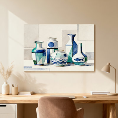Motif de vases en céramique bleus et blancs