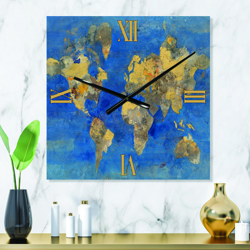 Golden Glam World Map - Horloge murale Glam, Petit
