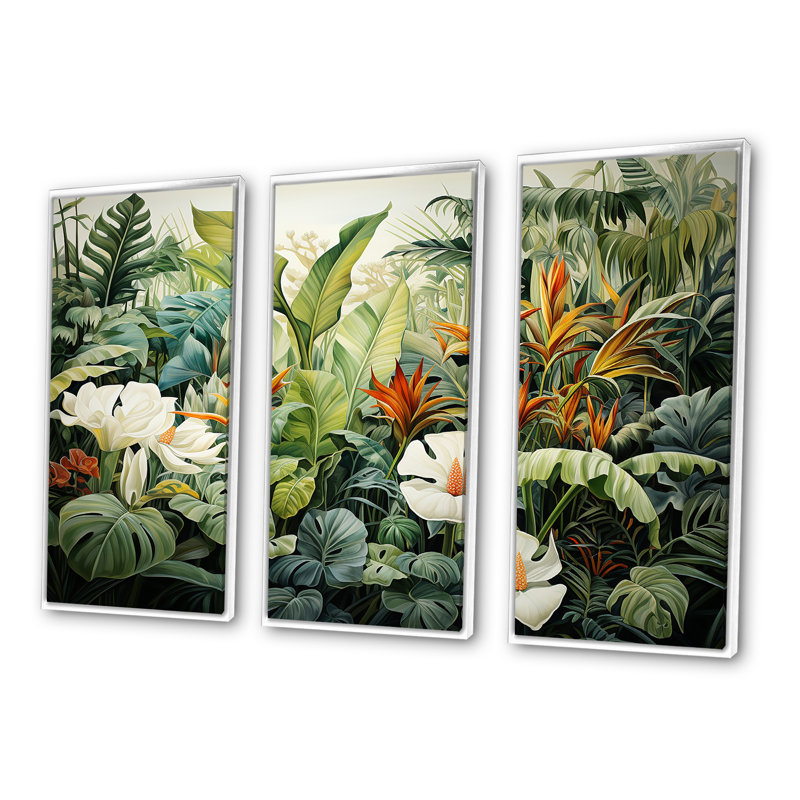 Hammondsport - ensemble d'art mural plantes, Cadre flottant blanc, H 32 po x l 48 po x P 1 po