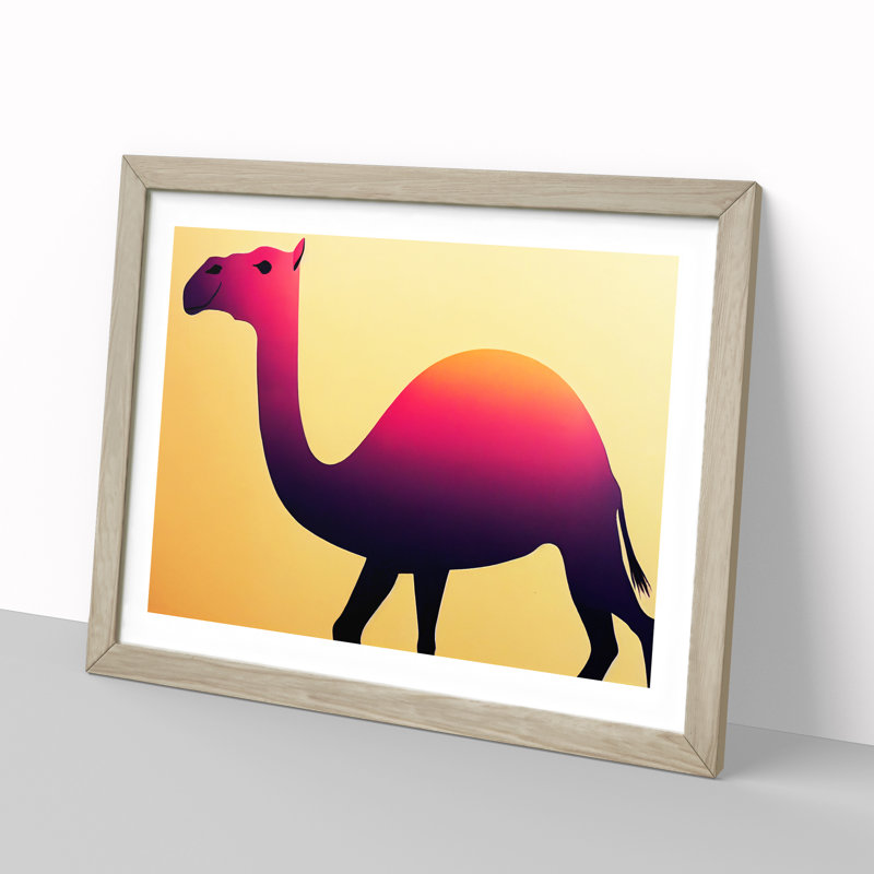 Epic Camel - Single Picture Frame Print, 25cm H x 34cm W, Oak
