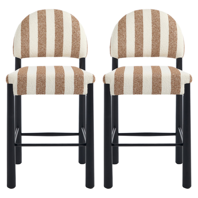 Upholstered 26.4'' Linen Counter Stool With Solid Wood Frame (Set of 2)