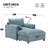 38" Single Sofa With Storage Ottoman, Adjustable Phone Holder, USB Charger, Side Storage Pockets, Pillow-Like Armrests, Wide Seat Chaise Lounge For Living Room&Apartment, Chenille