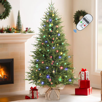 Mini Christmas Tree With Color LED Lights, Remote Control And Timer